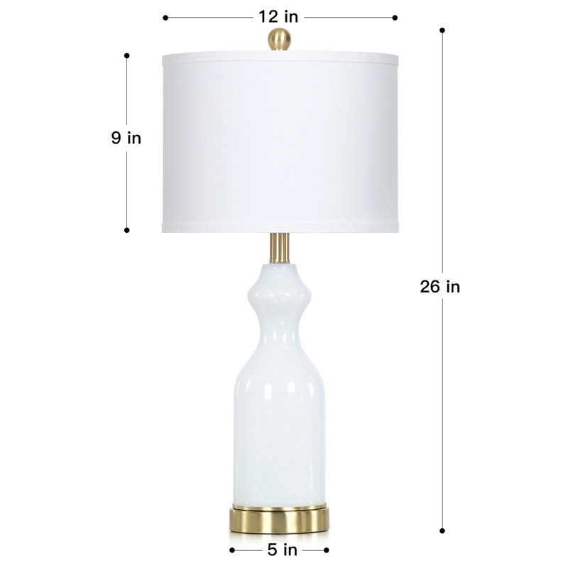 27" Bedside Glass USB Table Lamp with Touch Control and Night Light