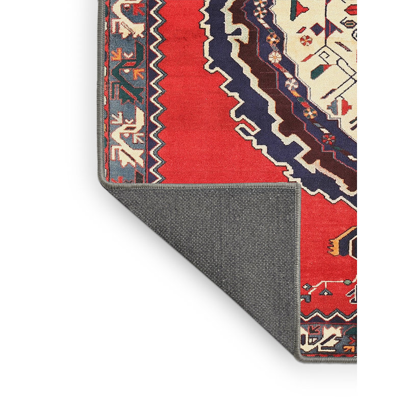 Tapis traditionnel rouge / beige, Rectangle 4 pi x 6 pi