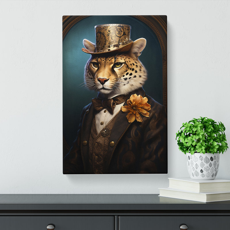 Cheetah Victorian Art No.2 - Wrapped Canvas, 60cm H x 40cm W x 3cm D