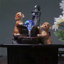 Fontaine de table d'intérieur 9,8 po Golden Retriever Puppies, boule de cristal scintillante éclairée avec pompe
