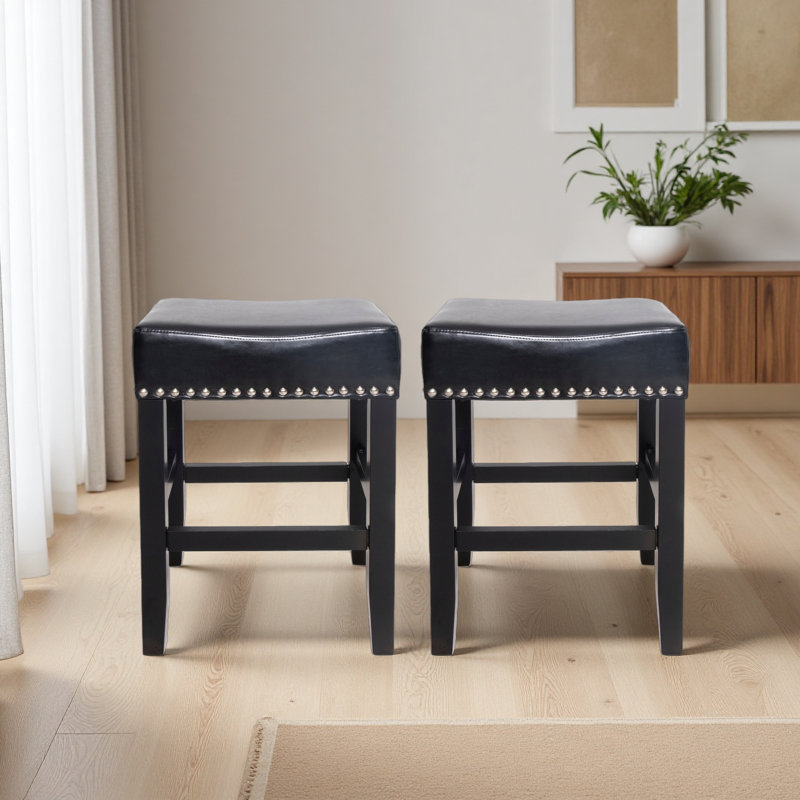 Tabourets de comptoir sans dossier, ensemble de 2 pièces, Noir