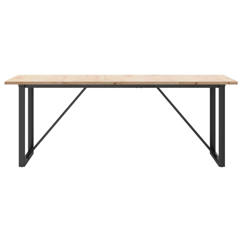 Dining Table O-Frame 75.5 Cm Solid Wood Pine And Steel, 75.5cm H x 200cm W x 100cm D