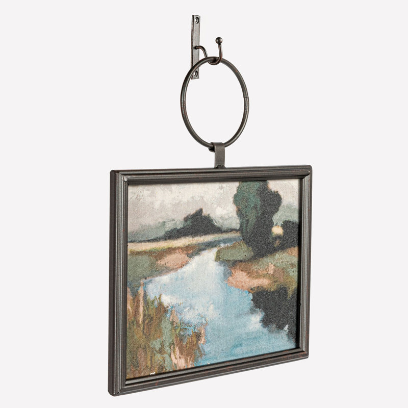 Metal and Wood Framed Multicolor Landscape Canvas Wall Art