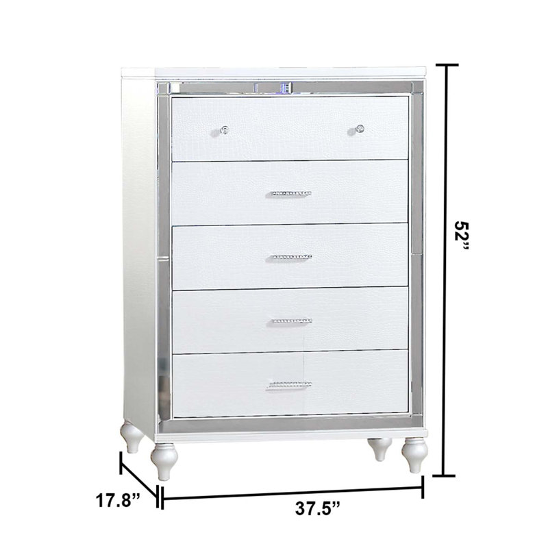 Commode 5 tiroirs à miroir