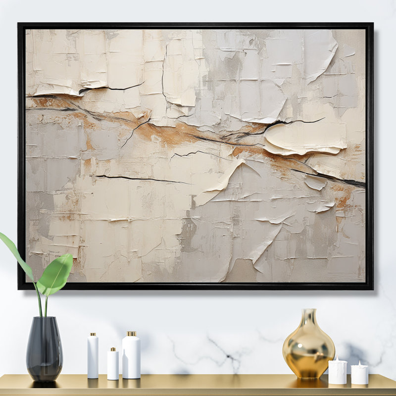 Abstrait beige brun, collage sur route II - Collages abstraits, reproductions d'art mural, Cadre flottant noir