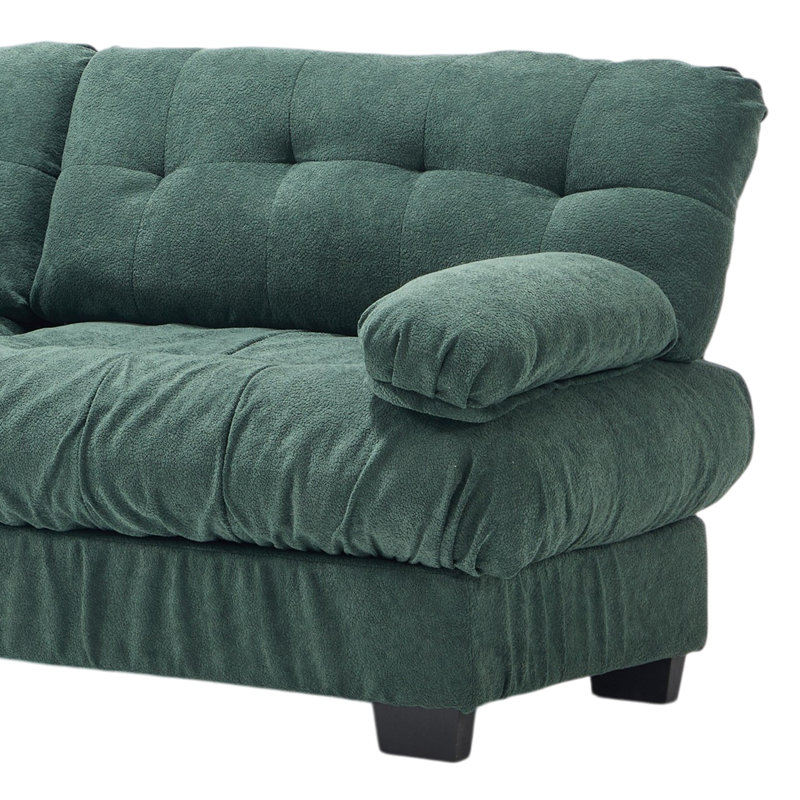 Causeuse en flanelle 88 po Geneveve, Vert