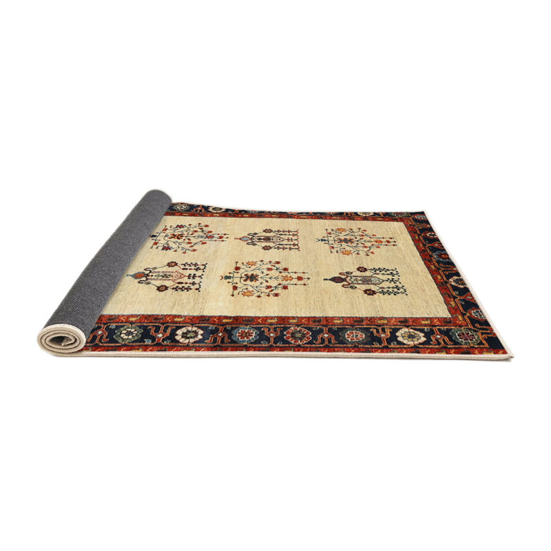 Tapis traditionnel mehroon/noir/crème, Rond 6 pi
