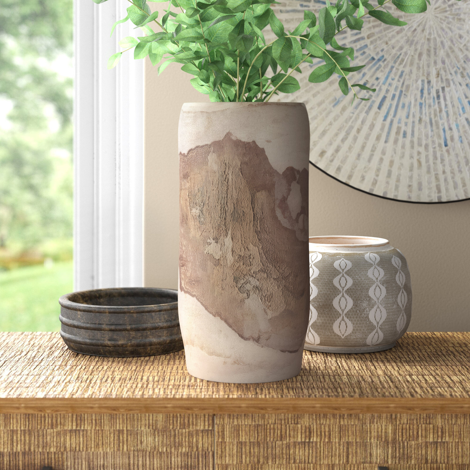 Brina 15.25'' Handmade Wood Table Vase