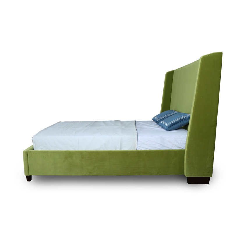 Margaux Upholstered Wingback Bed, Pine Green, Queen