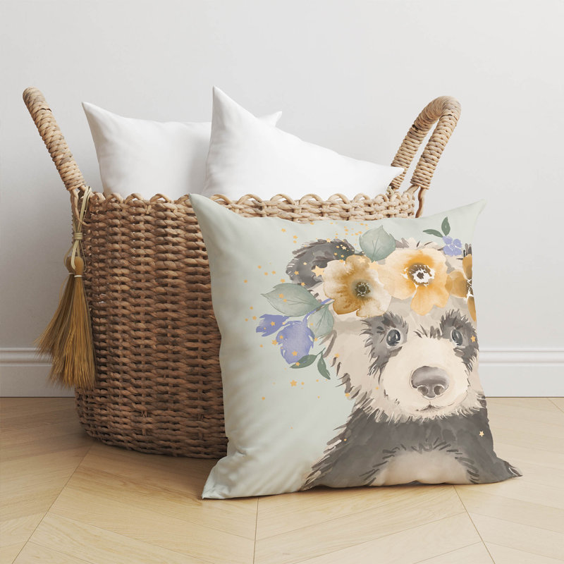 Panda Sage Pillow, 16" H x 16" W