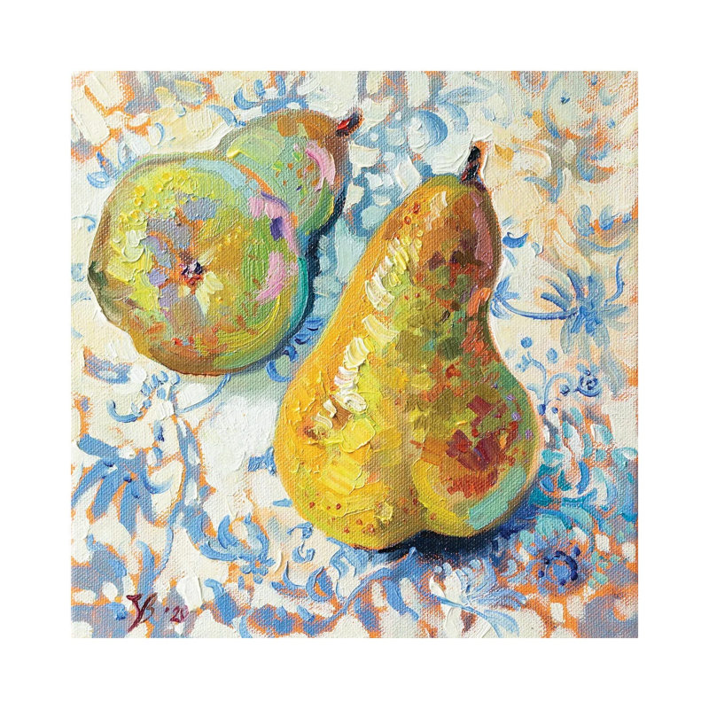 Two Pears by Katharina Valeeva - Wrapped Canvas Painting, 30.48 cm H x 30.48 cm W