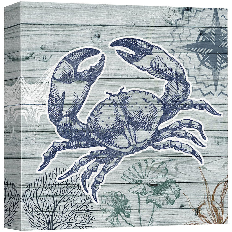 «Marine Lifes In The Sea Crab Swims in Ocean», reproduction sur toile tendue, L 12 po x H 12 po