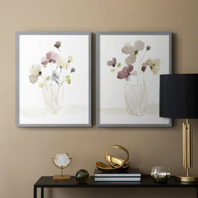 Choisissez «Happy Bouquet I», reproduction encadrée de qualité supérieure - prête à être accrochée - aucun clou requis - aucun clou requis