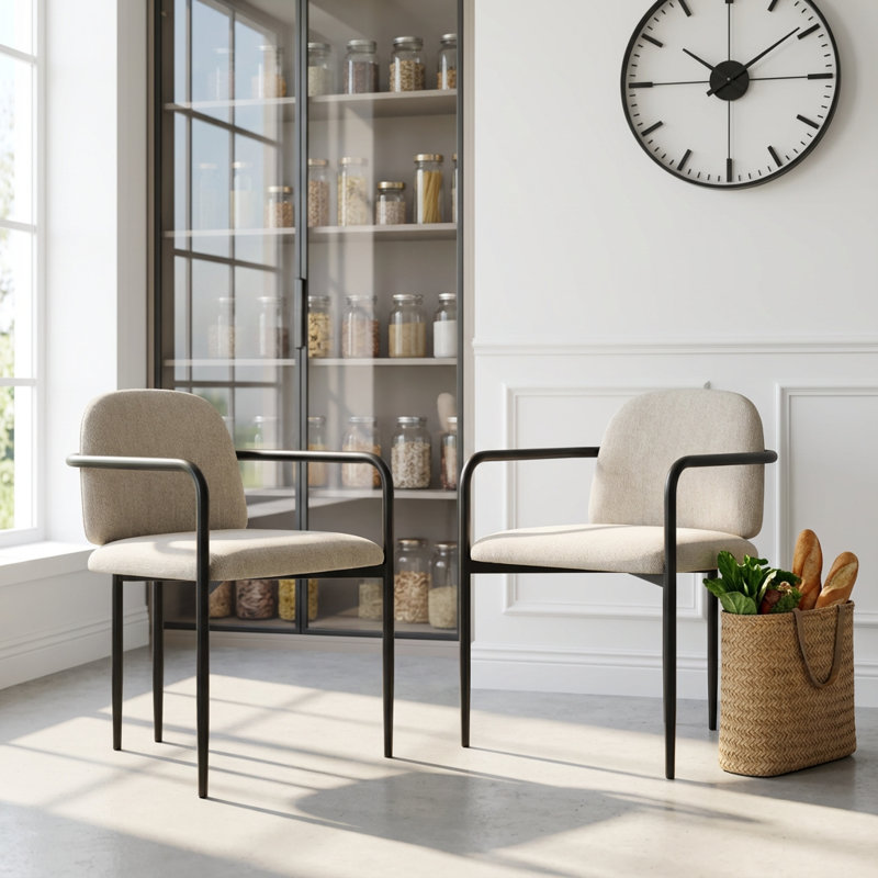 Ensemble de 2 chaises de salle à manger avec cadre en fer Modern Modern, Beige