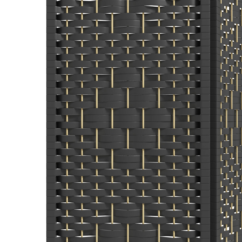 Paravent à 6 panneaux, cloison pliante de 1,70 m, en fibre ondulée noire, idéal pour bureau, salon ou chambre à coucher - facile à ranger
