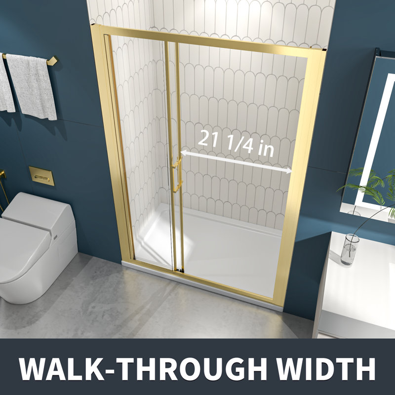 44"-48" W X 70" H Tri-Fold Framed Rectangle Sliding Shower Door Extra-Large Walk-In Space With 1/4" Clear Tempered Glass