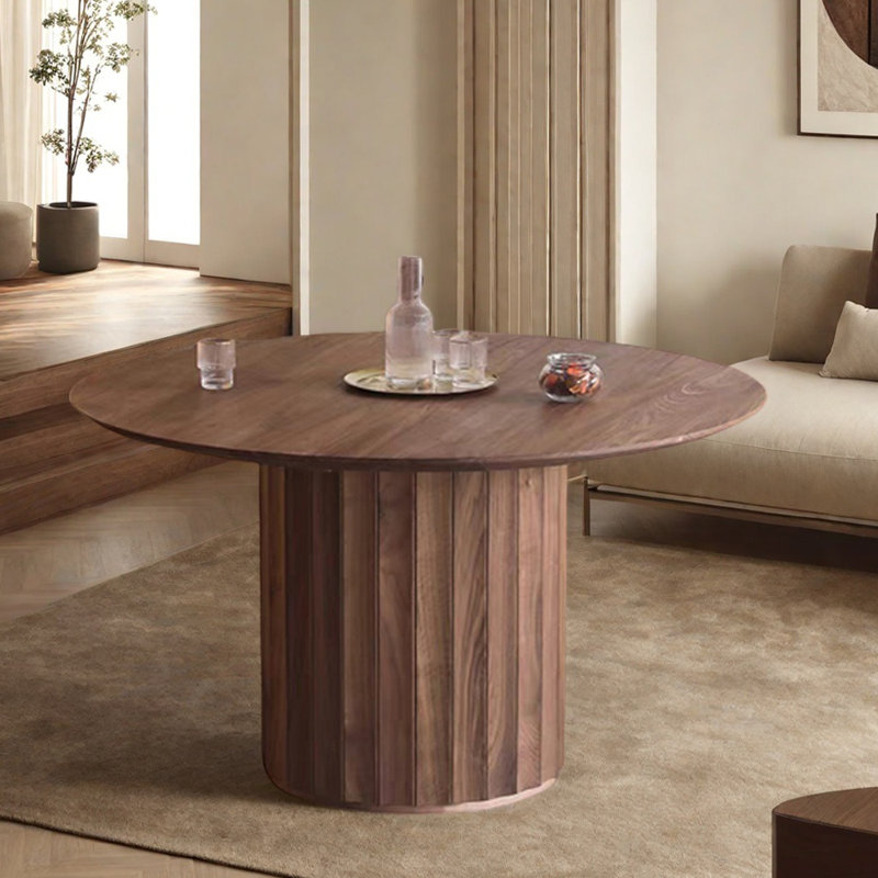 High-quality Walnut Solid Wood Round Table, 29.52"H x 51.18"L x 51.18"W
