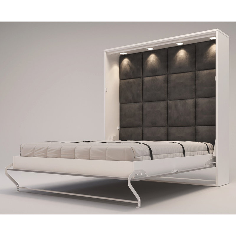 Jaciah Super King (6') Wall Bed, White/Gray gloss