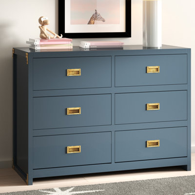 Hubble 6-Drawer Campaign-Inspired Manufactured Wood Dresser