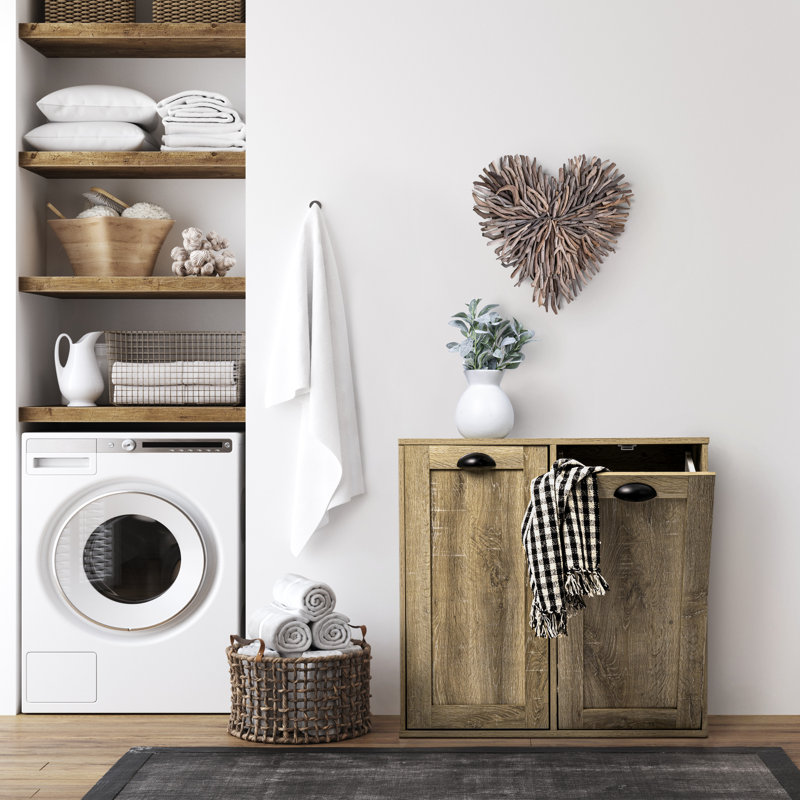 Tilt Out Laundry Sorter Cabinet, Oak