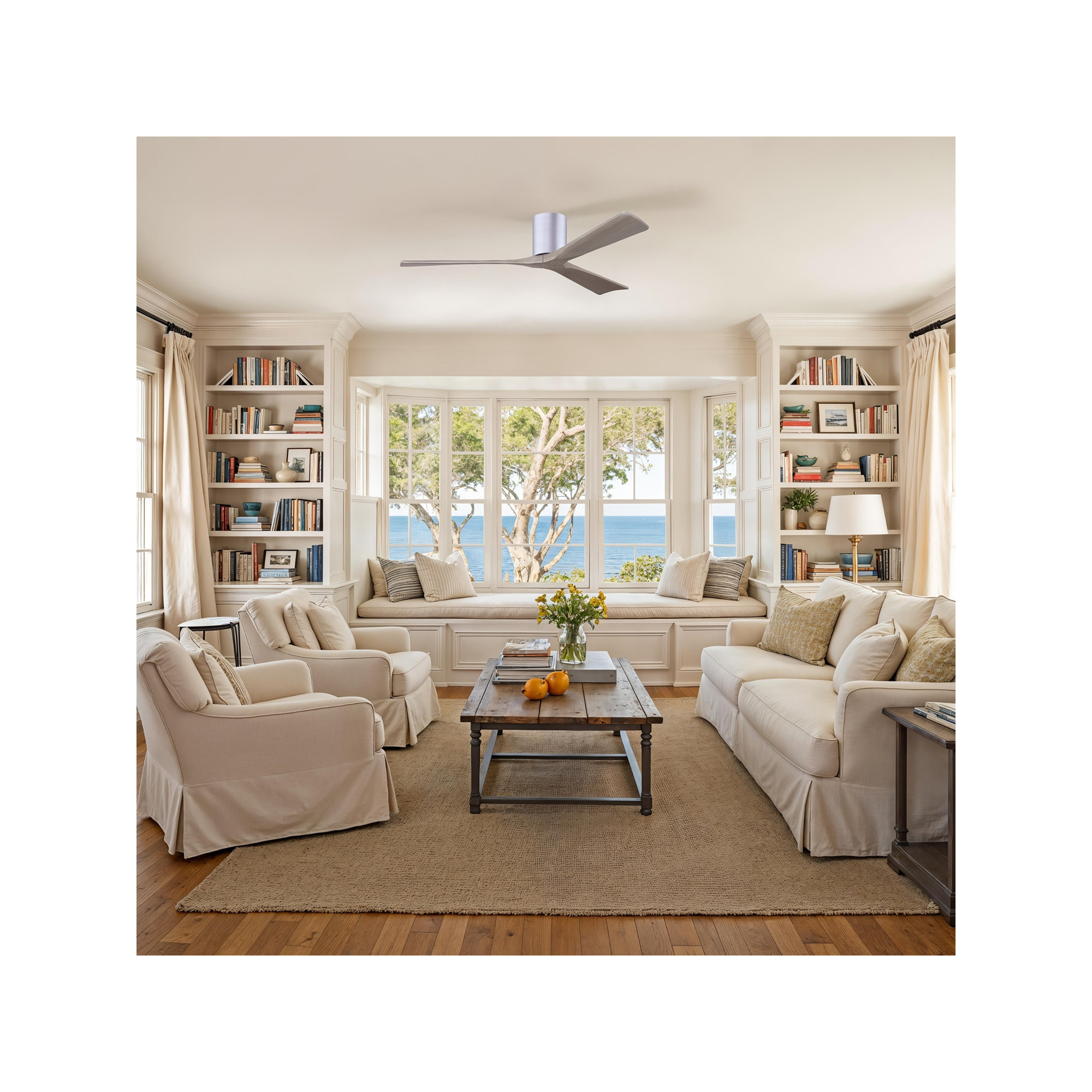 Olivier 3 Blade Ceiling Fan, Brushed Nickel, Gray Ash Tone, 60"
