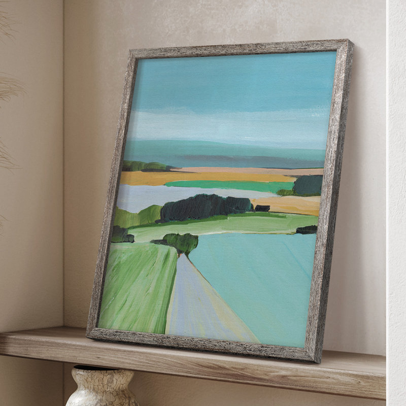 «Bright Coloured Countryside III», reproduction encadrée - bois massif, H 21 po x l 17 po