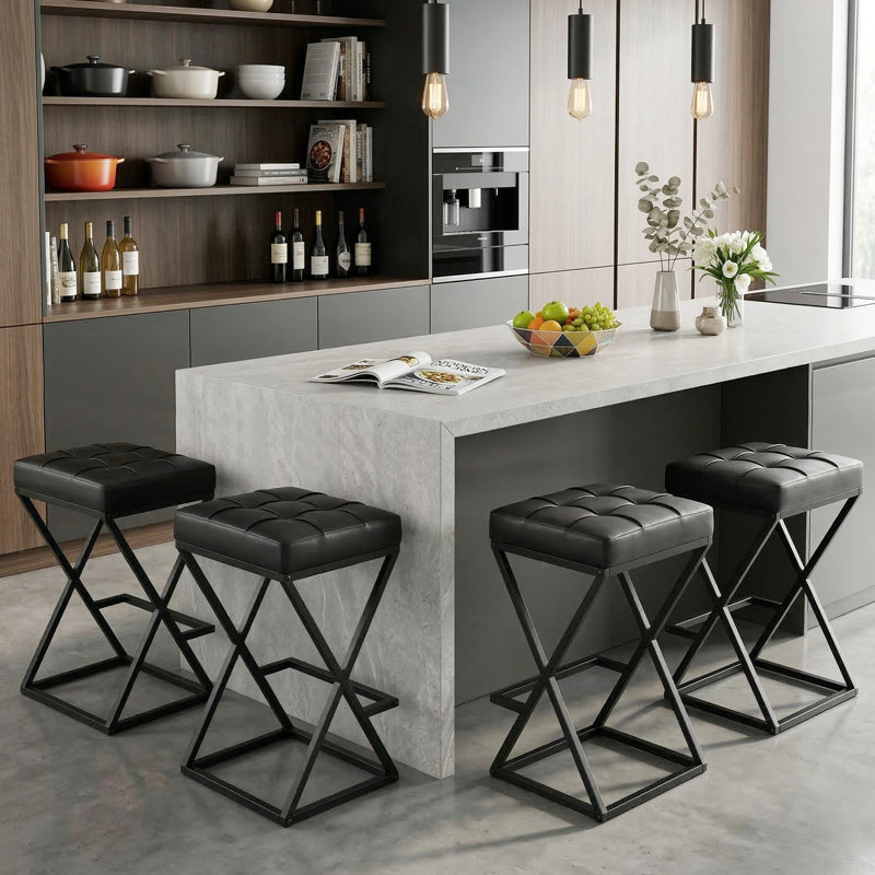 Tabouret de bar Mid-Century 26 po, Noir