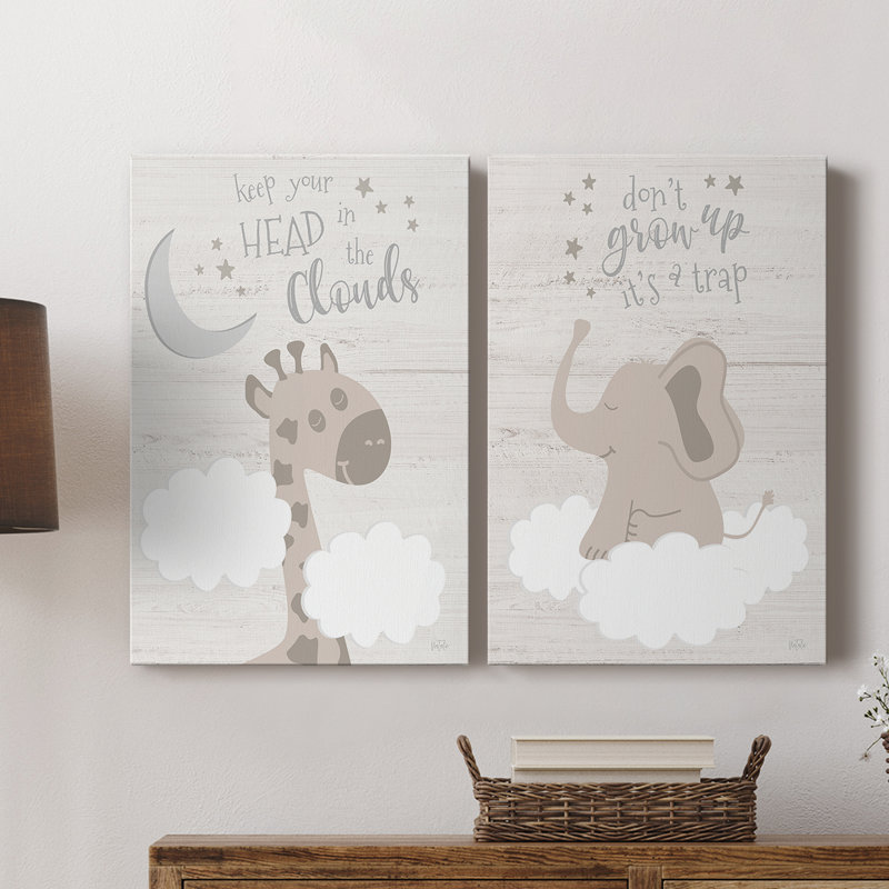 In The Clouds I - Toile tendue avec châssis de qualité supérieure - Prêt à être accroché, H 12 po x l 16 po