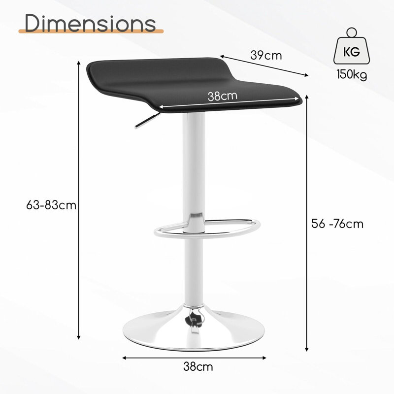 Cersten Swivel Adjustable Height Counter Stool with Metal Frame, Black