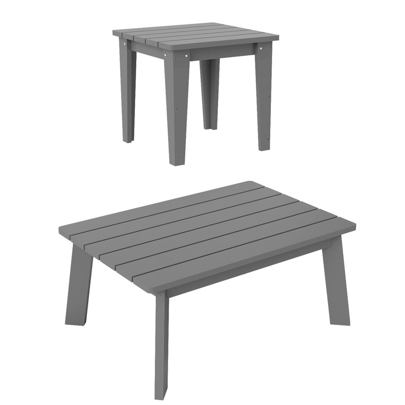 Table basse d'extérieur 2 pièces Hdpe, Gris / Blanc