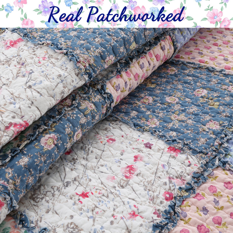 Bauer Farmhouse / Country Cotton Quilt, Queen Quilt + 2 Shams