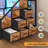 Bunk Bed Twin Over Twin With Stairs, Led Lights Twin Bunk Bed With 2 Storage Drawers & 6 Fabric Drawers, Metal Twin Loft Beds With Guardrail & Stairs, Space Saving-1890154783-1883204288