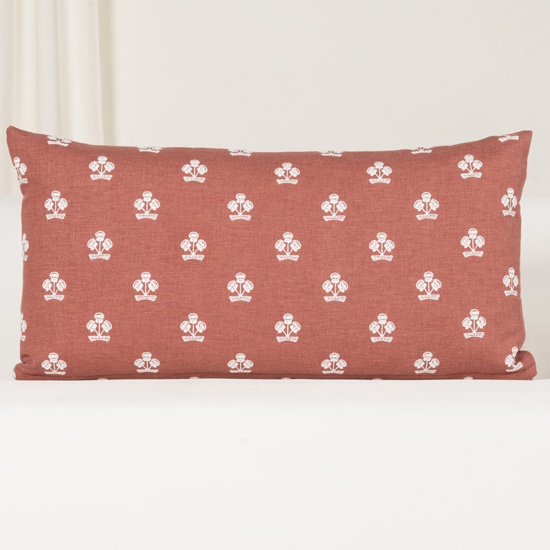Housse et insert de coussin Hamachi, Plumes, Rectangle H 14 po x l 26 po, Cinnabar Red Floral