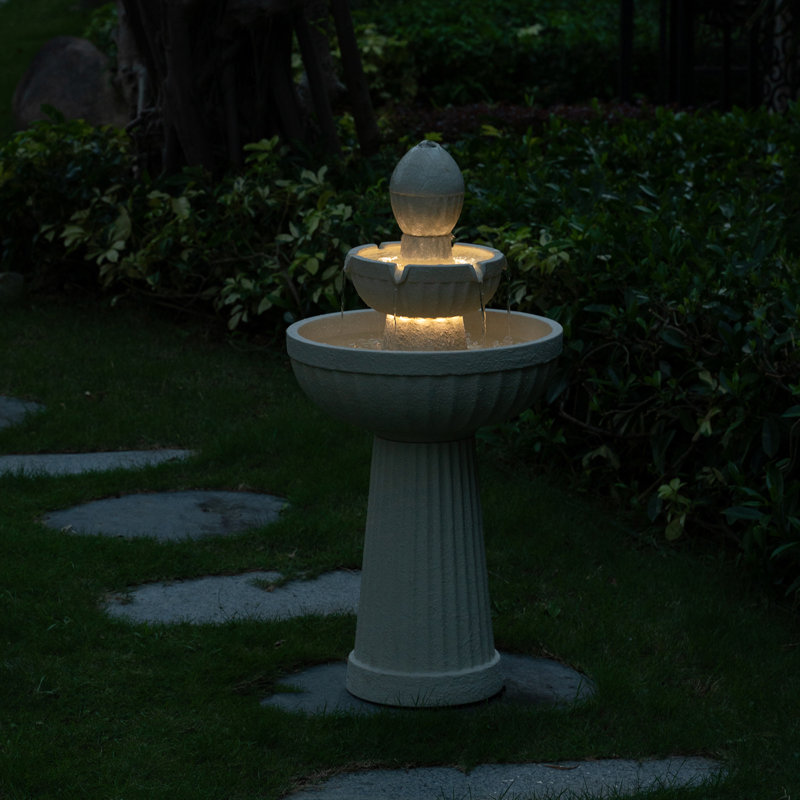 37.80" H Cascading Waterfall Fountain, Beige