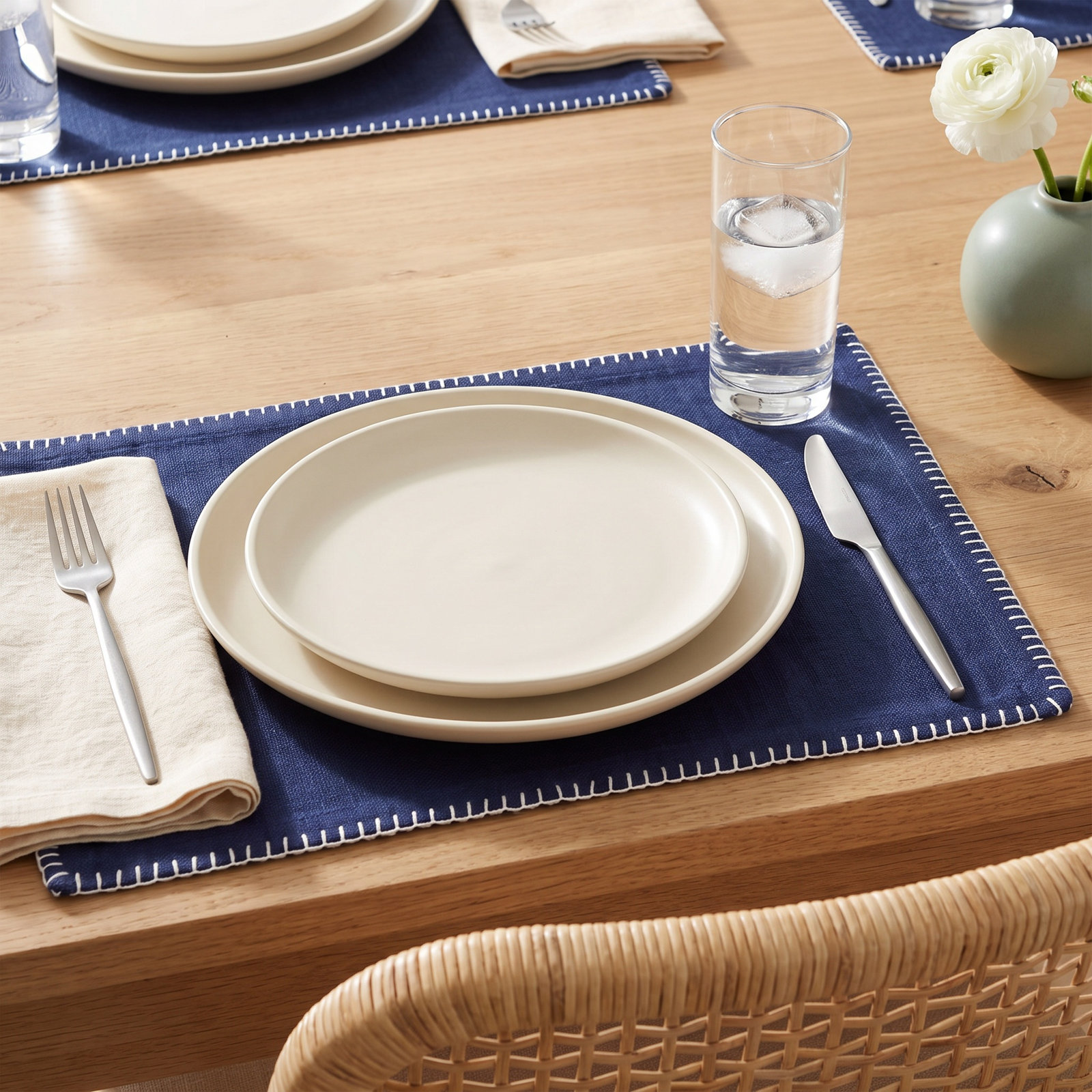 Ivara Reversible Placemat, Navy Blue