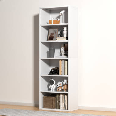 Namiko Bookshelves and Bookcases Floor Standing 6 Tier Display Storage Shelves 71in Tall Bookcase Home Decor Ebern Designs Color: White