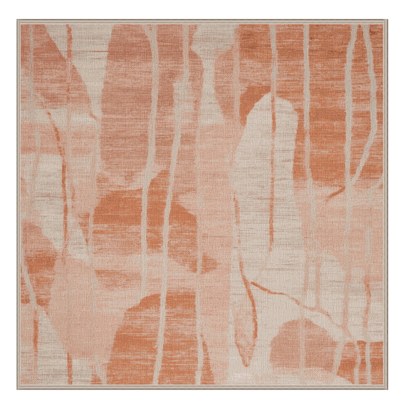 Machine Washable Abstract Beige Area Rug, Square 3'