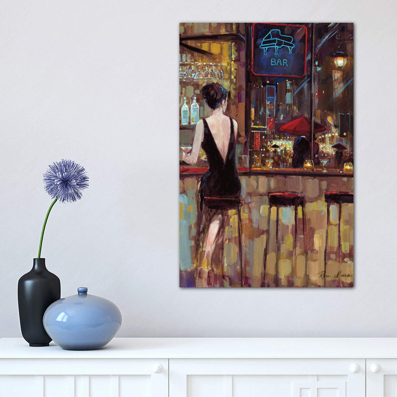 Piano Bar par Ruane Manning - reproduction d'art, H 18 po x l 12 po, Toile tendue, Sans cadre