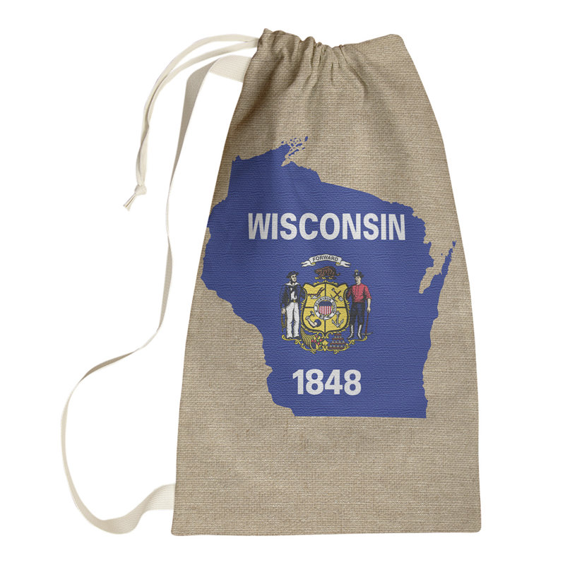 Sac à linge united states flag, Petit H 64 po x l 20 po x P 1,5 po, Bleu beige, Wisconsin