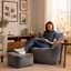 Natalia Corduroy Armchair Bean Bag and Square Footstool-69546805