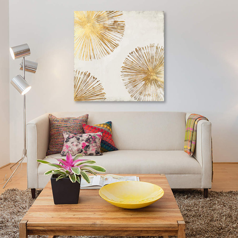 «Gold Star II», impression sur toile, H 18 po x l 18 po x P 1,5 po, Toile avec cadre flottant noir, Pas de tapis