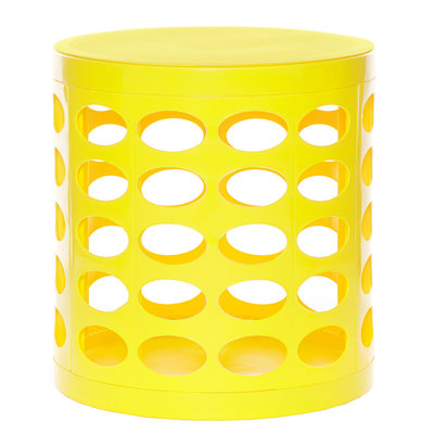 Otto Storage Stool | Round Plastic Storage Ottoman with Oval Perforated Pattern