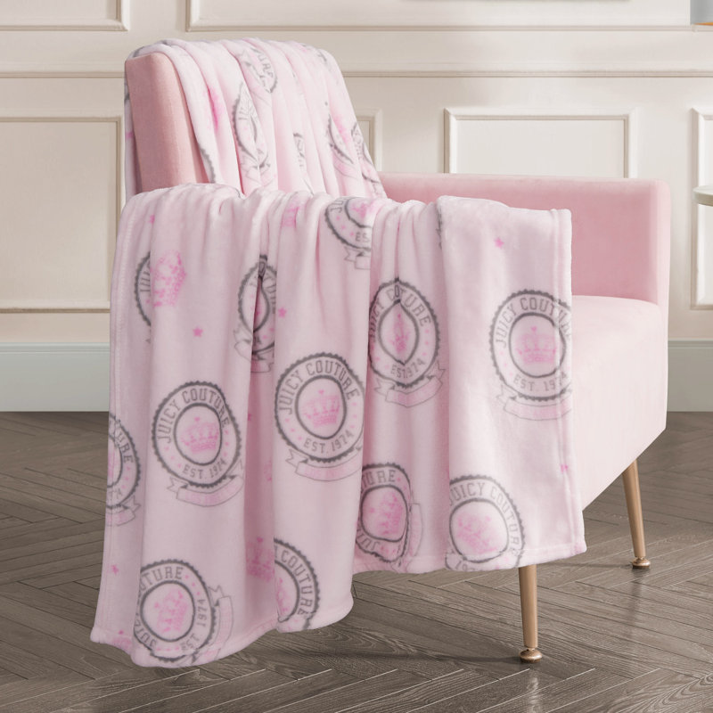 Juicy Couture Juicy Emblem Blankets, Marshmallow Pink