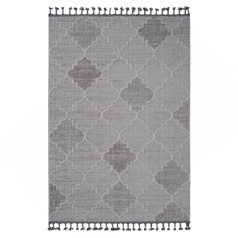 Grey / Trellis Indoor / Outdoor Area Rug, Rectangle 5'3" x 7'6"
