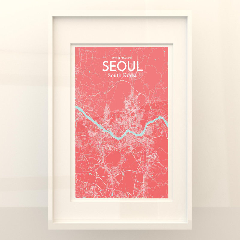 Seoul City Map In Maritime - No Frame Print, 36cm H x 24cm W x 0.05cm D