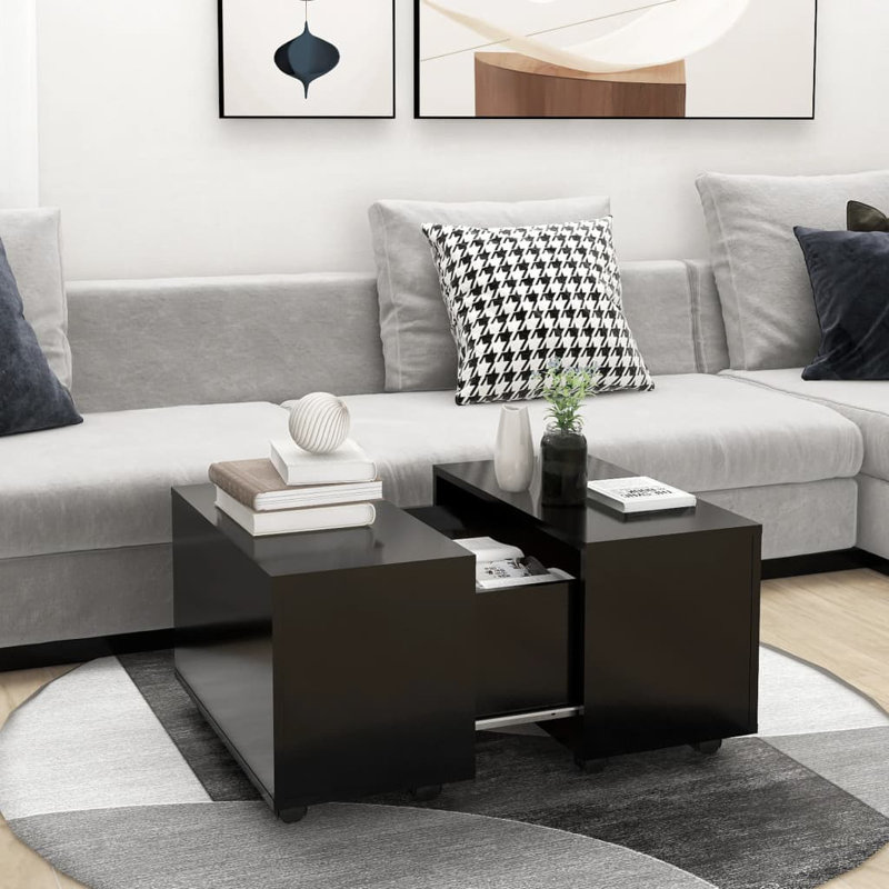 Godart Wheel Coffee Table with Storage, Black