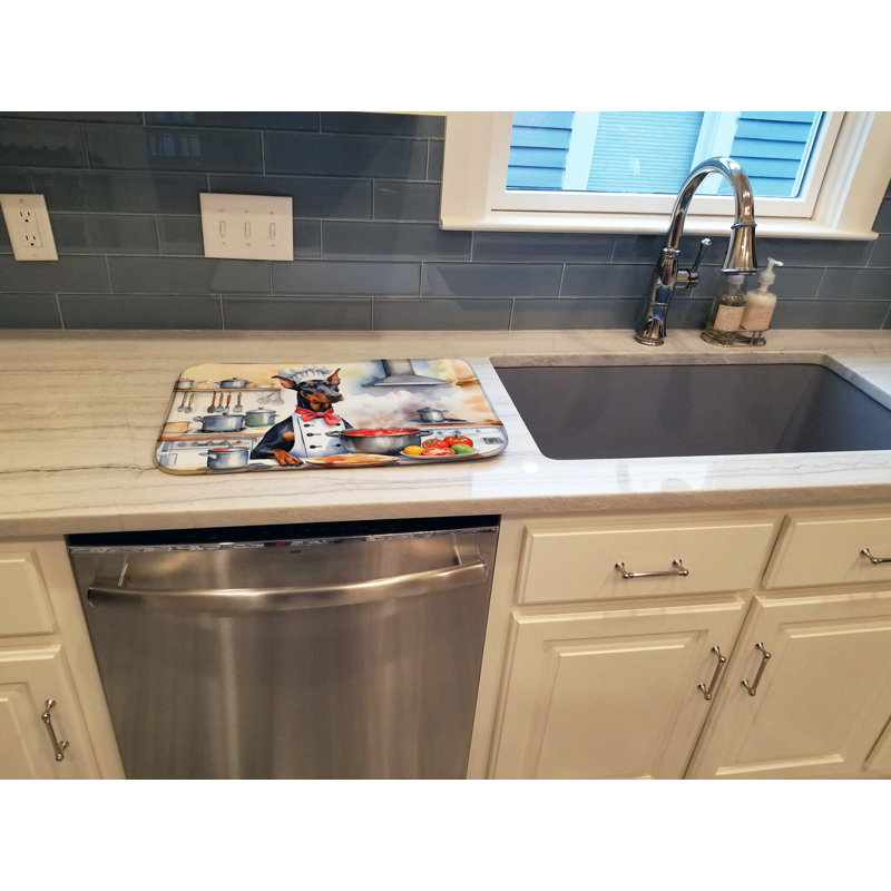 Doberman Pinscher The Chef Dish Drying Mat