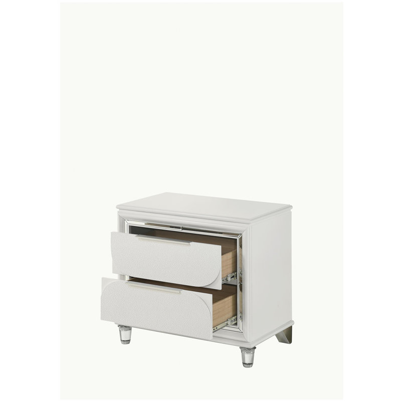 Armoire de chevet à traitement de surface blanc perle
