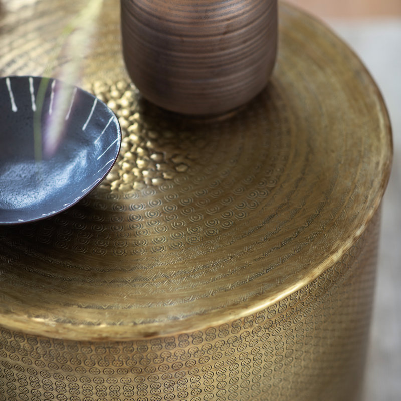 Delphine Embossed Metal Side Table
