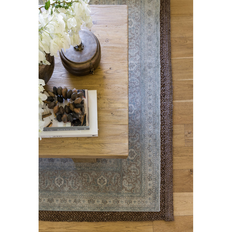 Wool Oriental Area Rug in Gray, Rectangle 9' x 12'